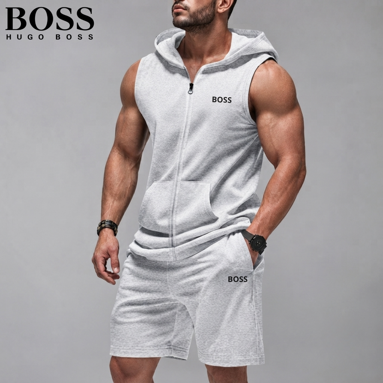 Sleeveless Hoodie & Shorts Set || Clearance Sale