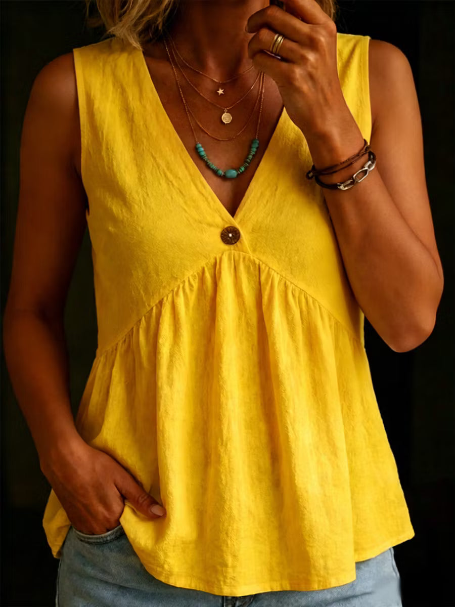 Charlotte | V-Neck Cotton Sleeveless Top