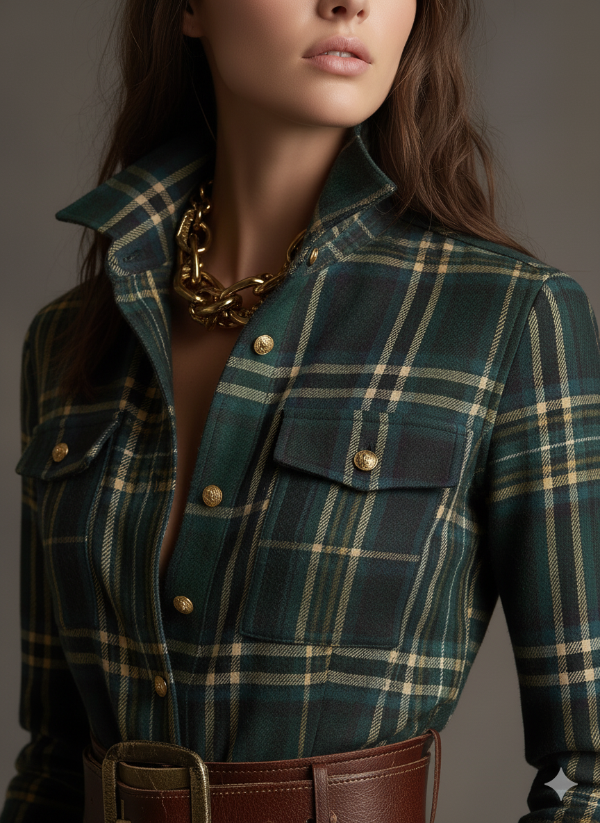 Giulietta - Maxi Shirt Dress with Check Pattern