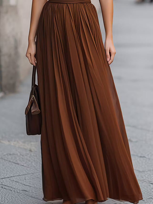 Sophia | Cross Halter Pleated Maxi Dress