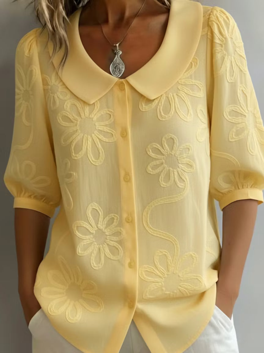 Audrey | Embroidered Peter Pan Shirt