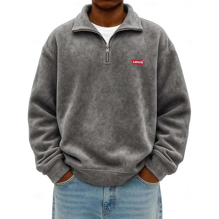 Men’s Zip Polo Pullover Sweatshirt - Clearance Sale