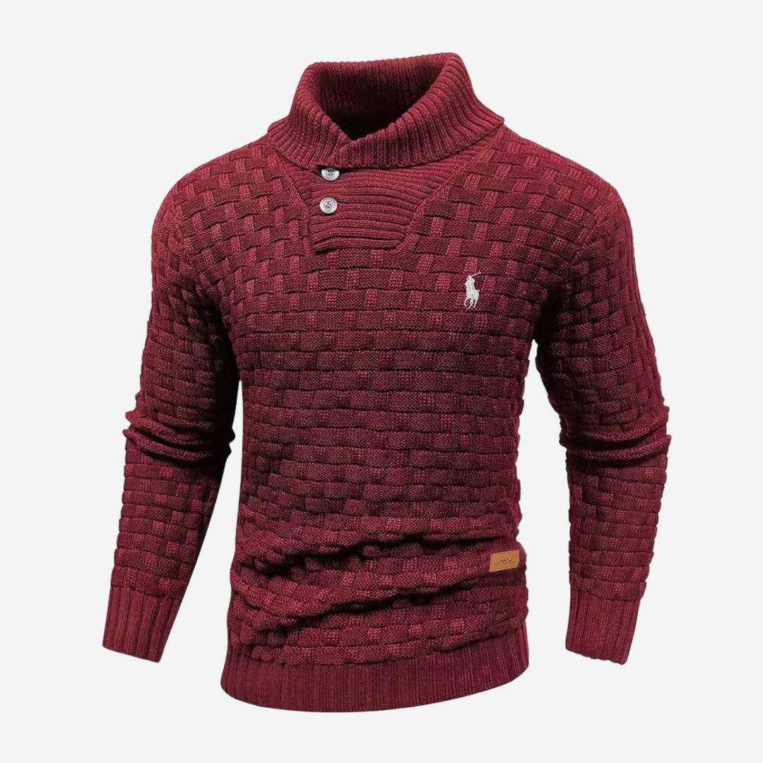 Knitted Sweater with Buttoned Collar - CLEARANCE SALE