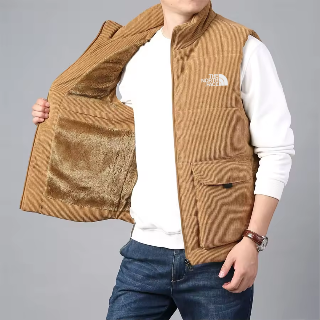 Corduroy Insulated Vest with Plush Lining - Clearance Sale