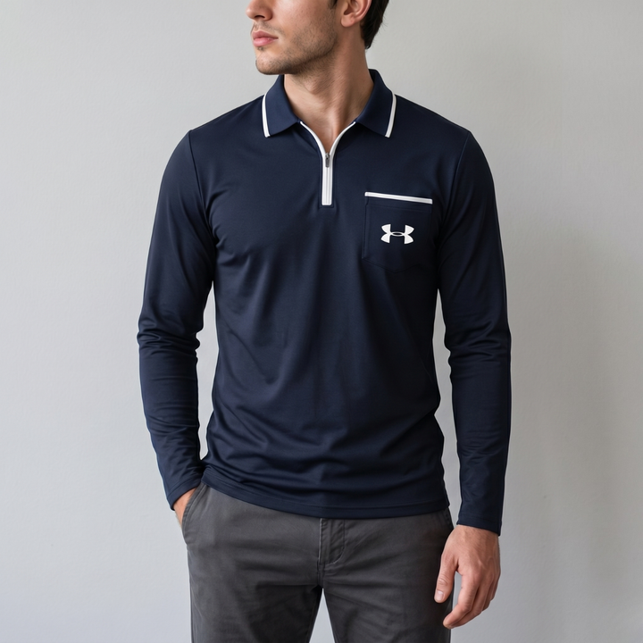Quarter-Zip Full Sleeve Polo - Clearance Sale