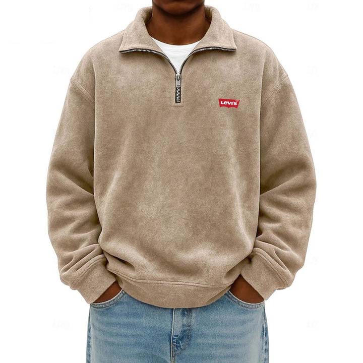Men’s Zip Polo Pullover Sweatshirt - Clearance Sale