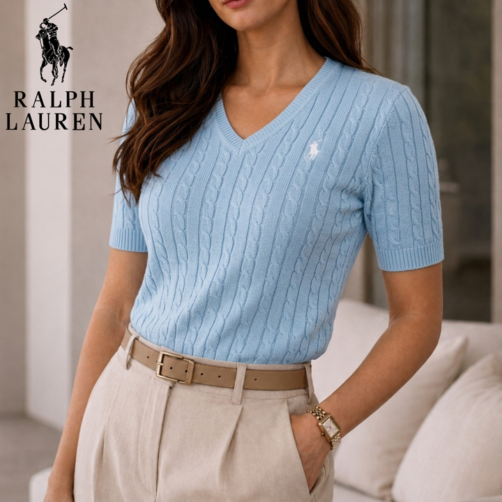 LuxeKnit V-Neck Tee || Clearance Sale