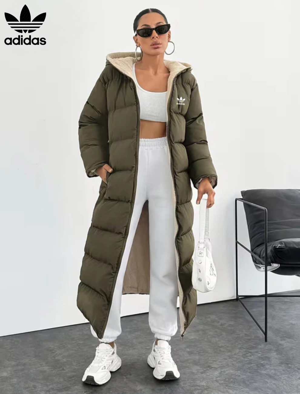 Long Puffer Coat with Hood and Sherpa Lining || CLEARANCE PRICE