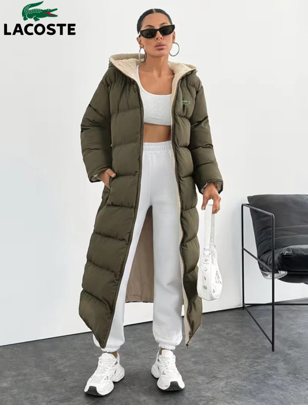 Long Puffer Coat with Hood and Sherpa Lining || CLEARANCE PRICE