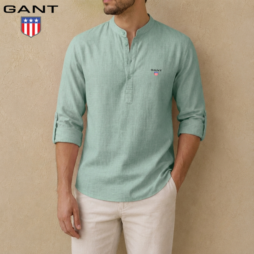 Linen Henley Shirt || Clearance Sale
