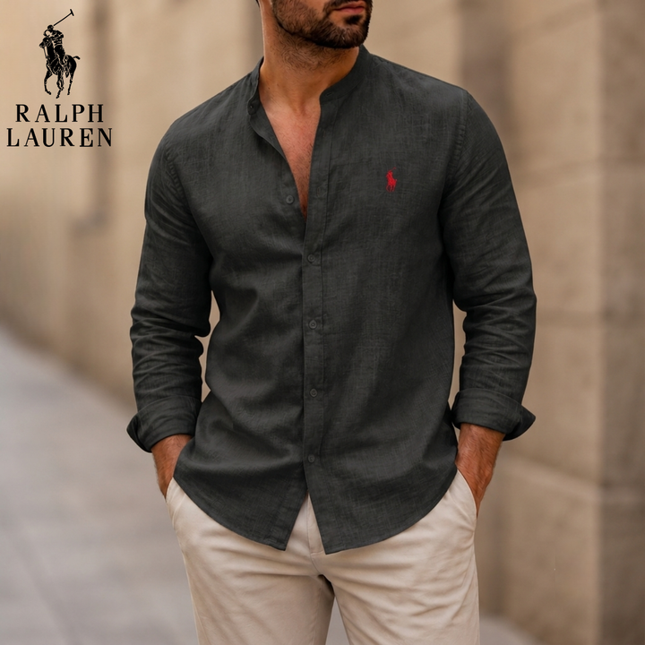 Mandarin Collar Linen Shirt || Clearance Sale