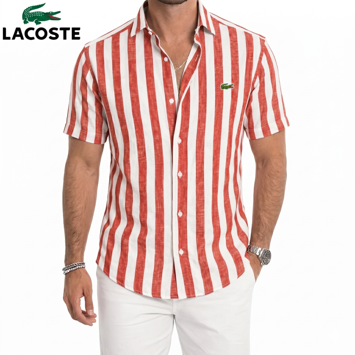 Coastal Stripe Short-Sleeve Linen Shirt || Clearance Sale