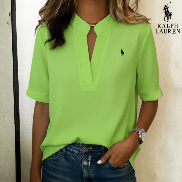 Sleek V-Neck Short Sleeve Casual Blouse || Clearance Sale