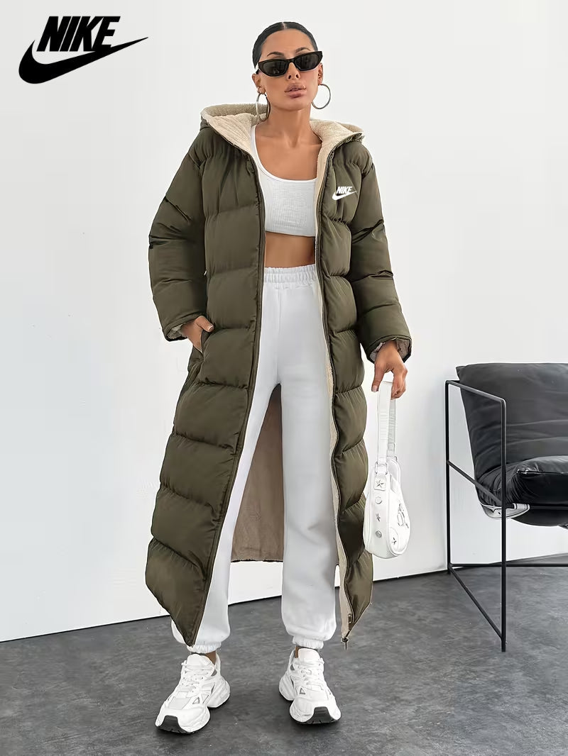 Long Puffer Coat with Hood and Sherpa Lining || CLEARANCE PRICE