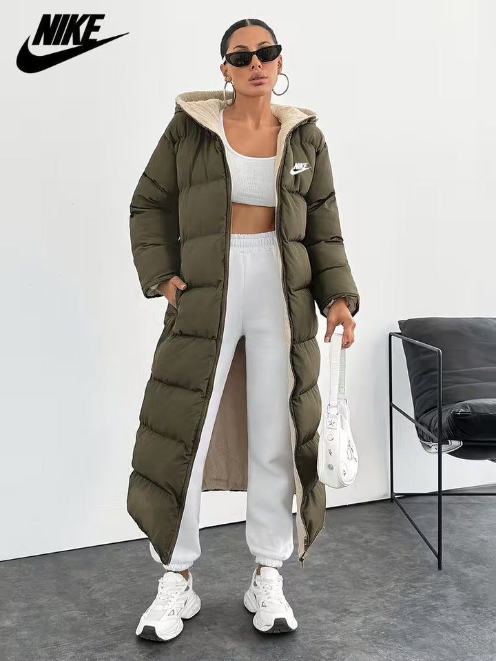 Long Puffer Coat with Hood and Sherpa Lining || CLEARANCE PRICE