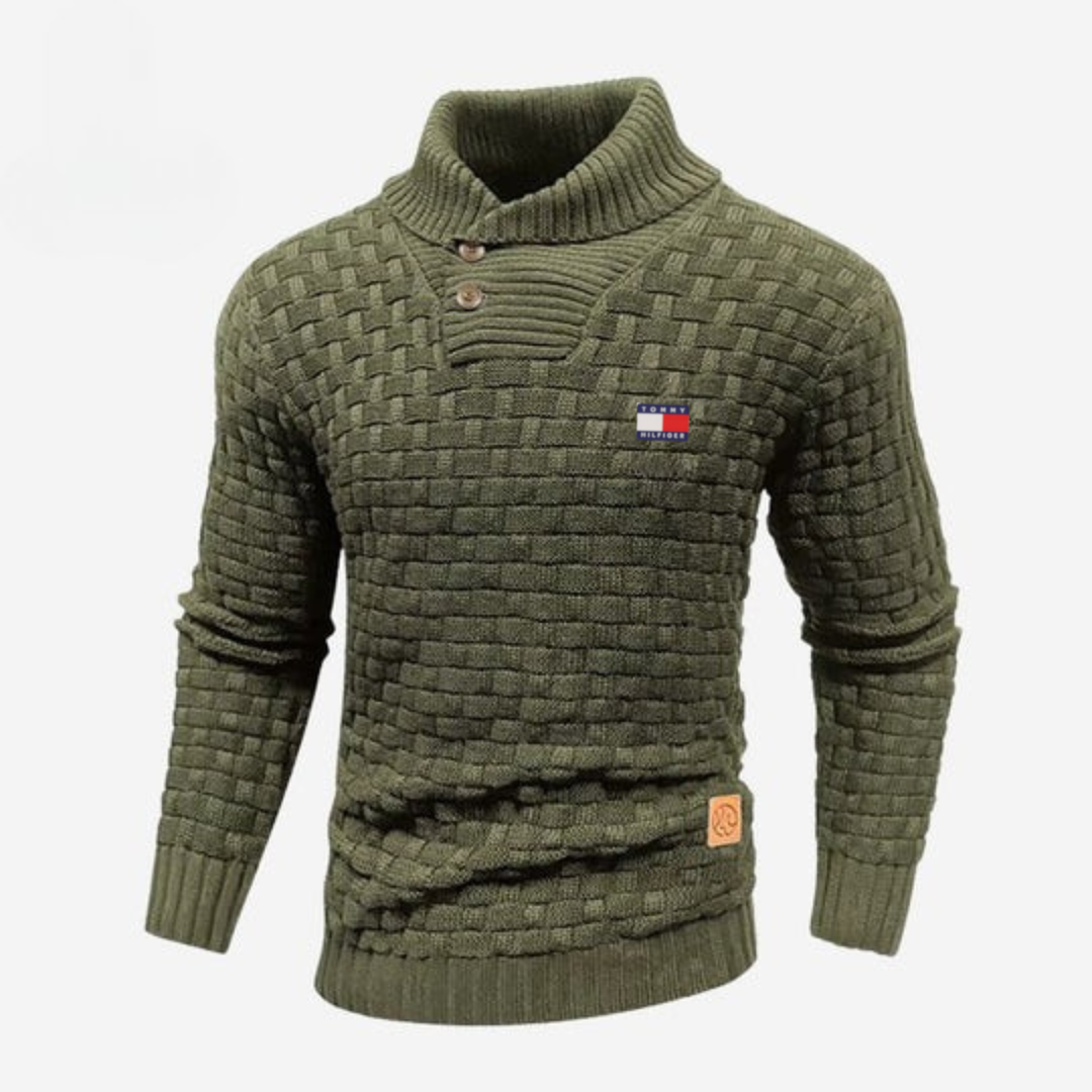 Knitted Sweater with Buttoned Collar || CLEARANCE SALE