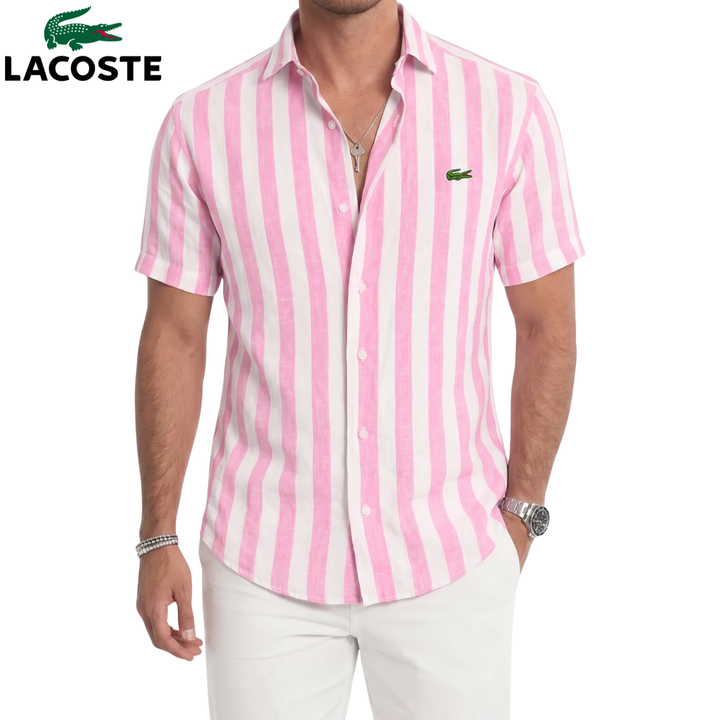 Coastal Stripe Short-Sleeve Linen Shirt || Clearance Sale