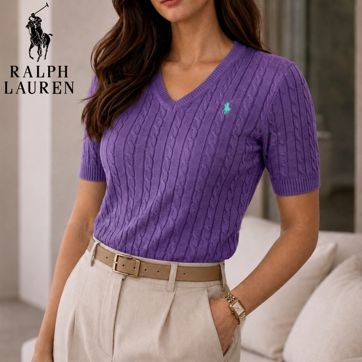 LuxeKnit V-Neck Tee || Clearance Sale