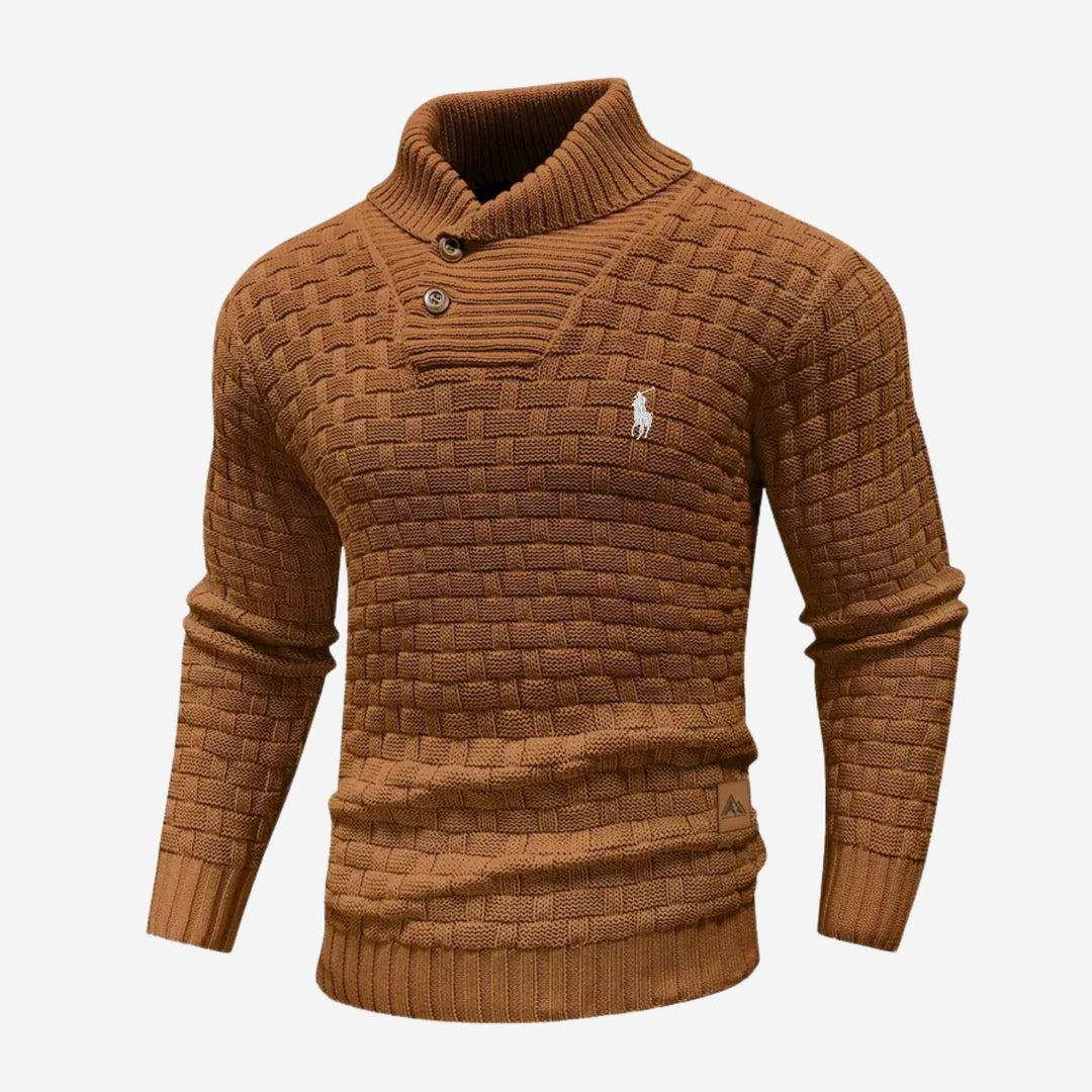 Knitted Sweater with Buttoned Collar - CLEARANCE SALE