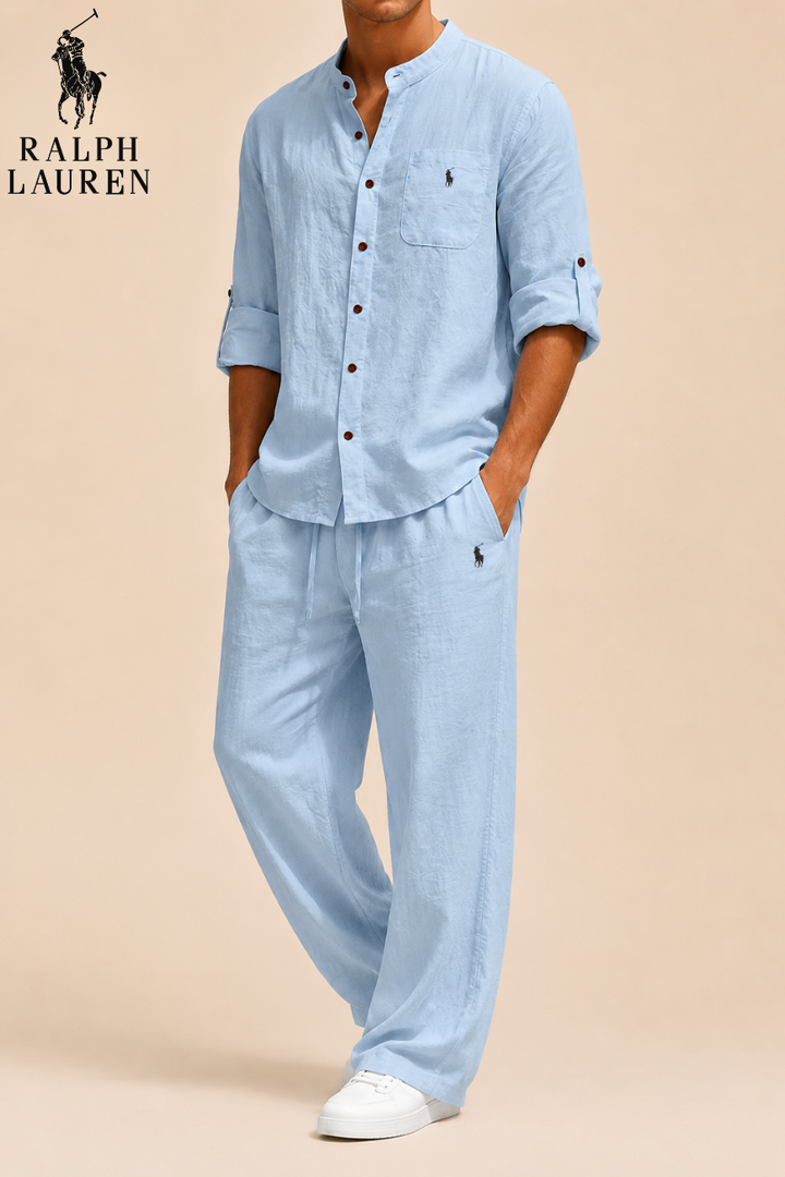 Mandarin Collar Linen Set || Clearance Sale