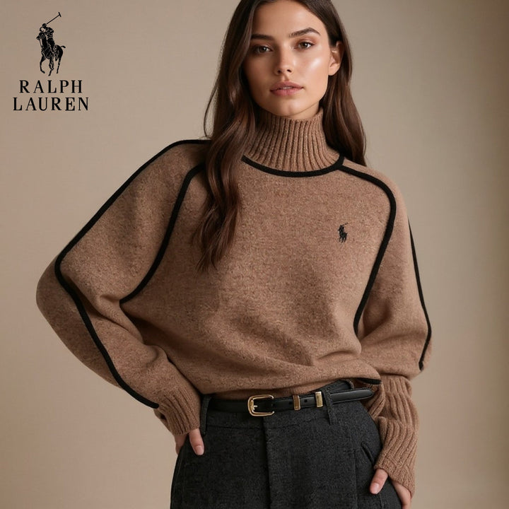 Ralph Lauren Elegant Contrast-Knit Turtleneck Sweater