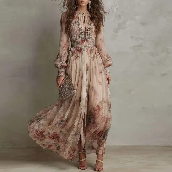 Amelia | Vintage Floral High-Waist Maxi Dress