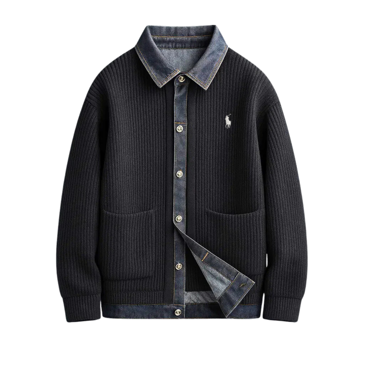 Ribbed Knit Denim Jacket || Clearance Sale