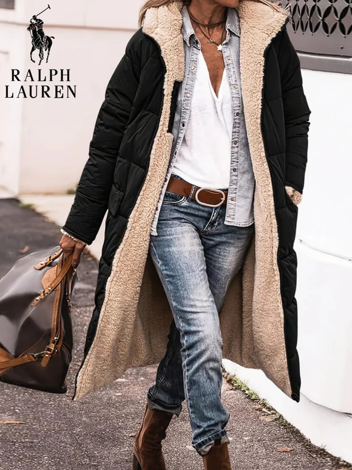 Sherpa-Lined Long Puffer Coat