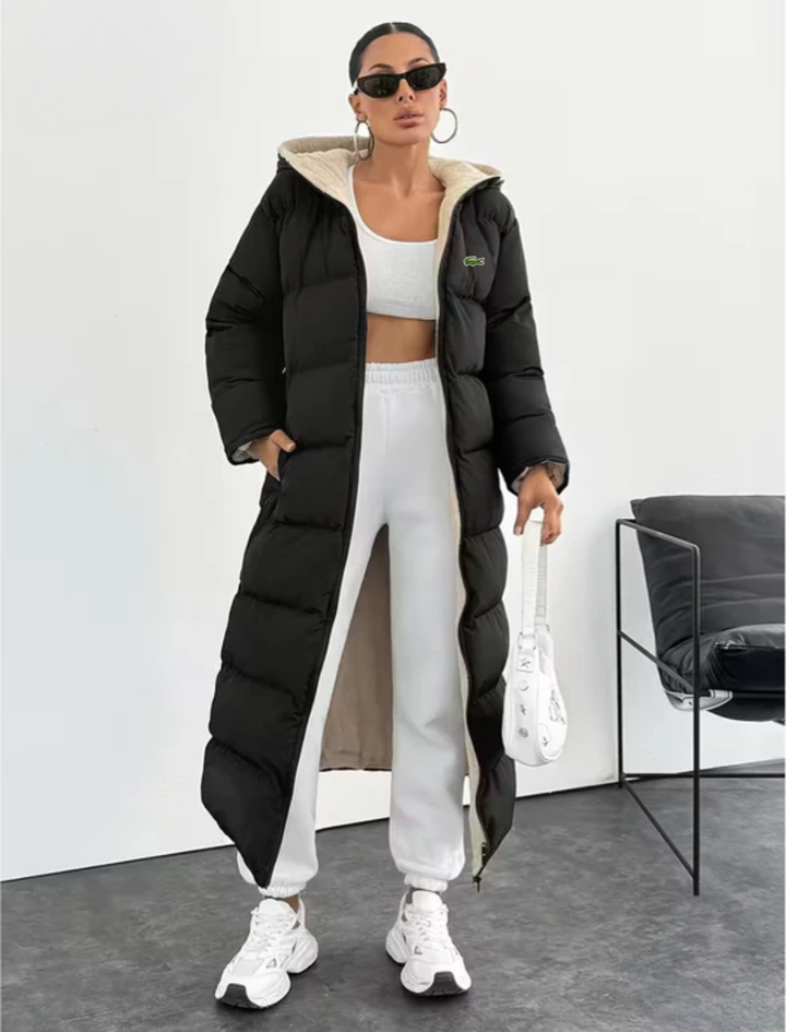 Long Puffer Coat with Hood and Sherpa Lining - CLEARANCE PRICE