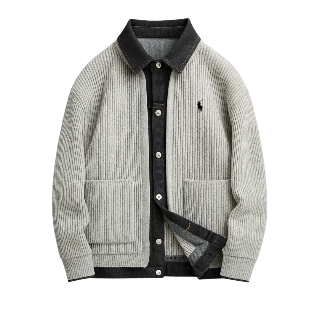 Ribbed Knit Denim Jacket || Clearance Sale