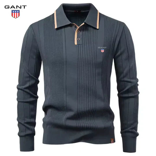 Men’s Textured Knit Polo Sweater || Clearance Sale