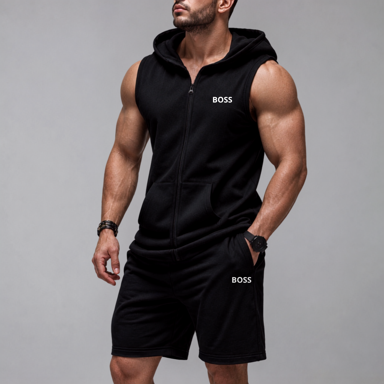 Sleeveless Hoodie & Shorts Set - Clearance Sale