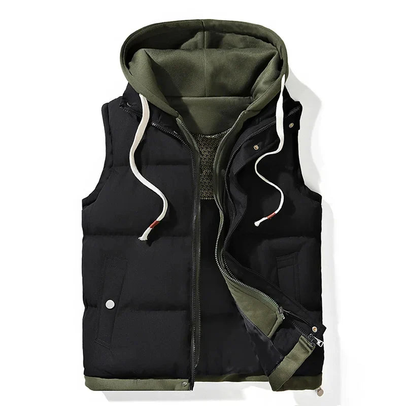 SOFT SHELL HOODED PUFFER GILET