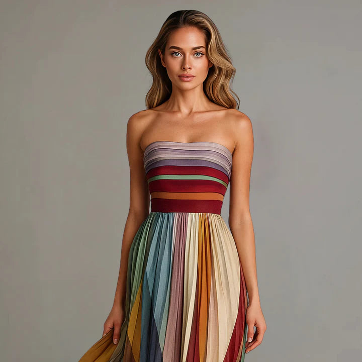 Leontine | Pleated Strapless Maxi Dress