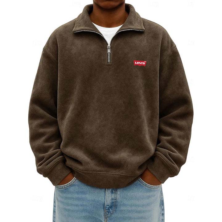 Men’s Zip Polo Pullover Sweatshirt - Clearance Sale