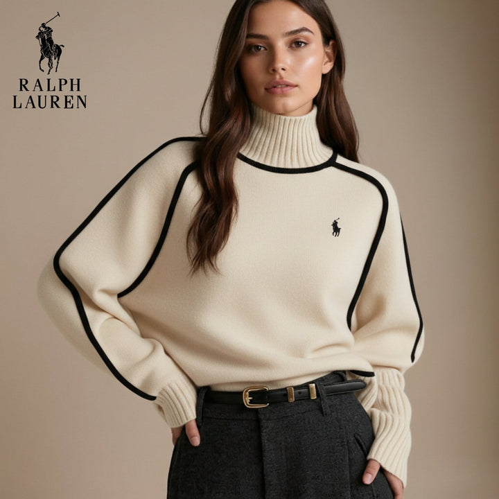 Ralph Lauren Elegant Contrast-Knit Turtleneck Sweater