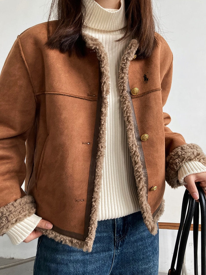 Comfortable Elegance The Shearling-Trim Jacket