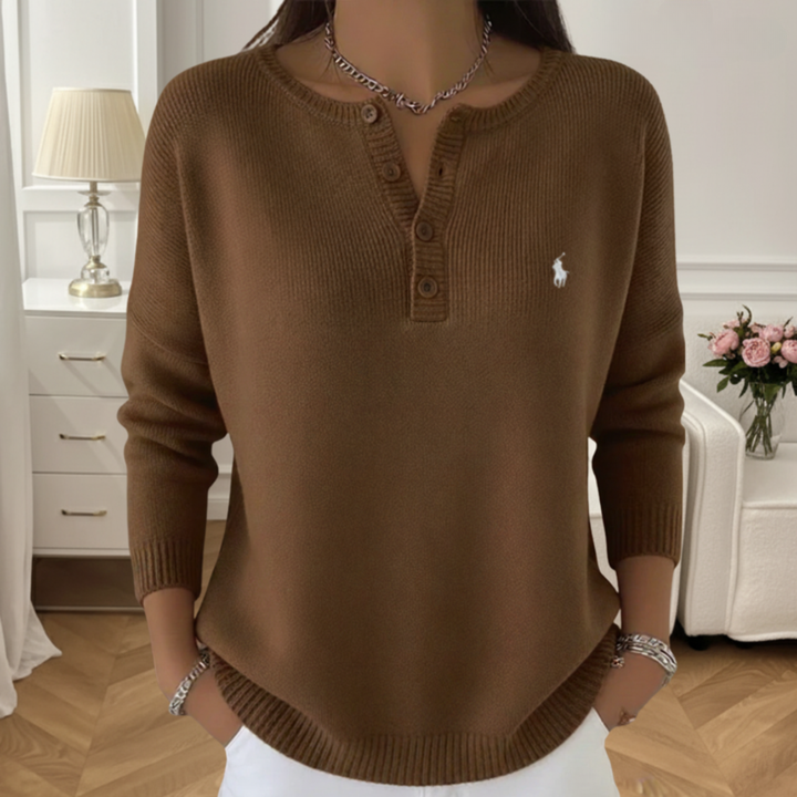 Ultra-Soft Henley Knit Pullover Sweater - Clearance Sale