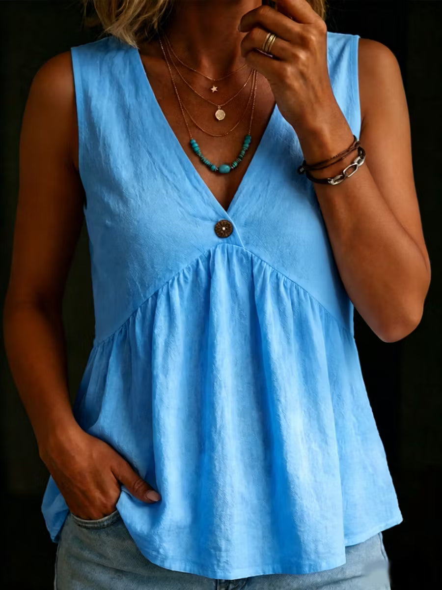 Charlotte | V-Neck Cotton Sleeveless Top