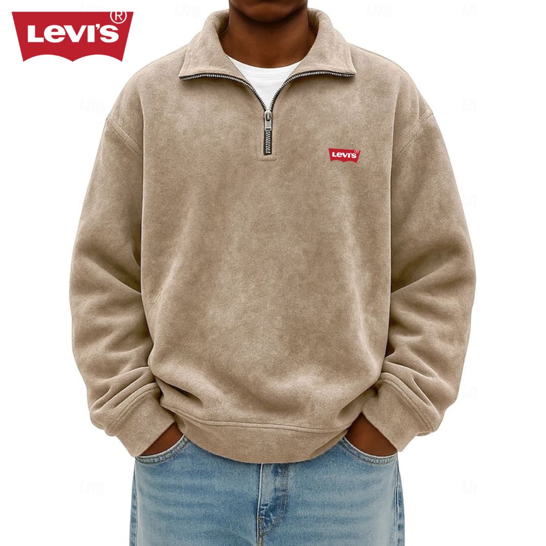 Men’s Zip Polo Pullover Sweatshirt - Clearance Sale