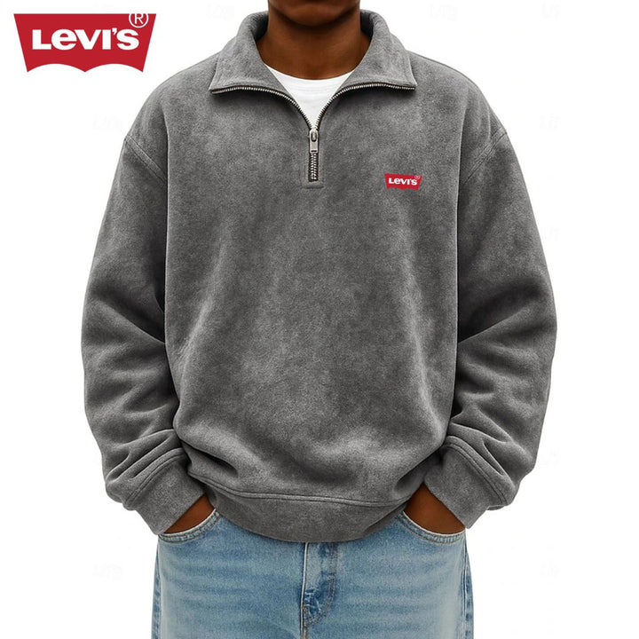 Men’s Zip Polo Pullover Sweatshirt - Clearance Sale
