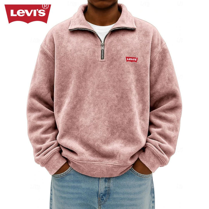 Men’s Zip Polo Pullover Sweatshirt - Clearance Sale