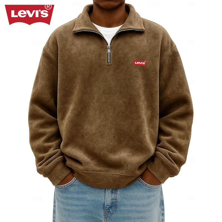 Men’s Zip Polo Pullover Sweatshirt - Clearance Sale