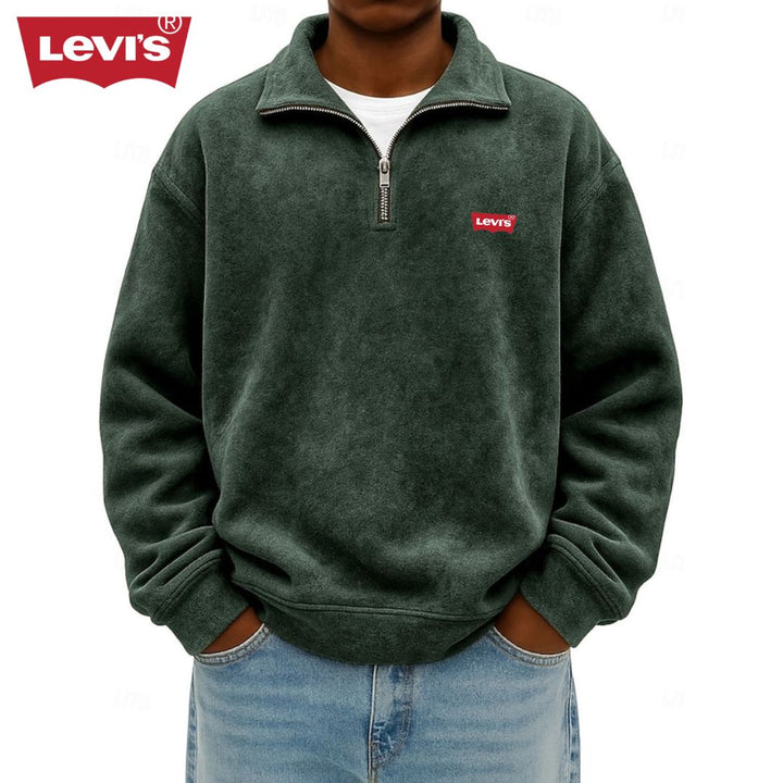 Men’s Zip Polo Pullover Sweatshirt - Clearance Sale