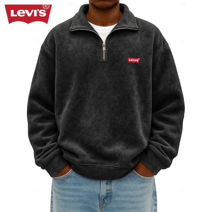 Men’s Zip Polo Pullover Sweatshirt - Clearance Sale
