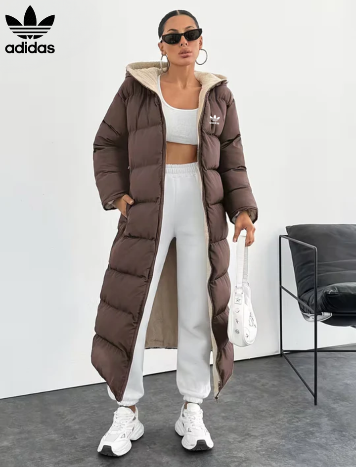 Long Puffer Coat with Hood and Sherpa Lining || CLEARANCE PRICE