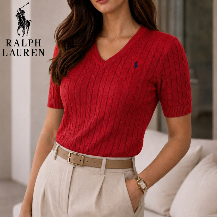 LuxeKnit V-Neck Tee || Clearance Sale
