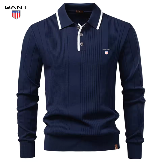 Men’s Textured Knit Polo Sweater || Clearance Sale