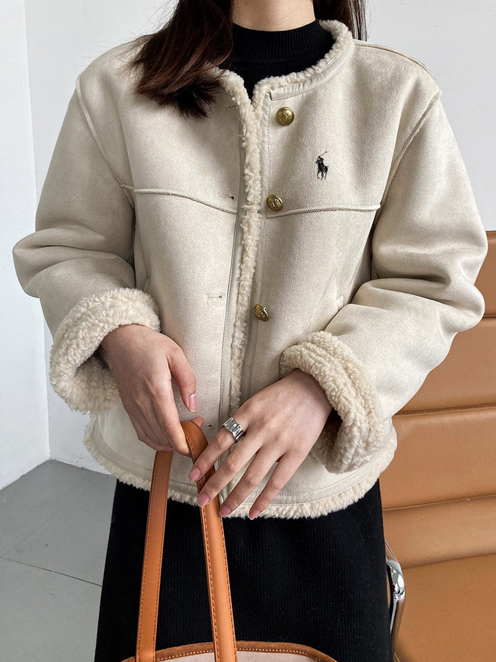Comfortable Elegance The Shearling-Trim Jacket
