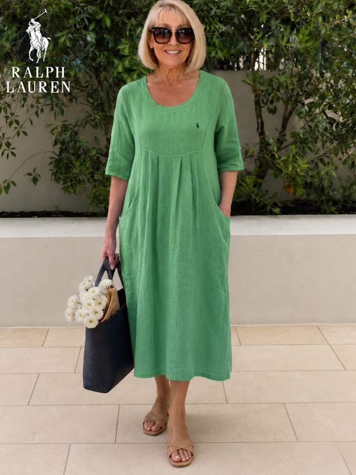 Coastal Linen Pleated Midi || Clearance Sale